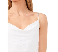 CeCe Women's Eyelet Spaghetti Strap Cowl Neck Top