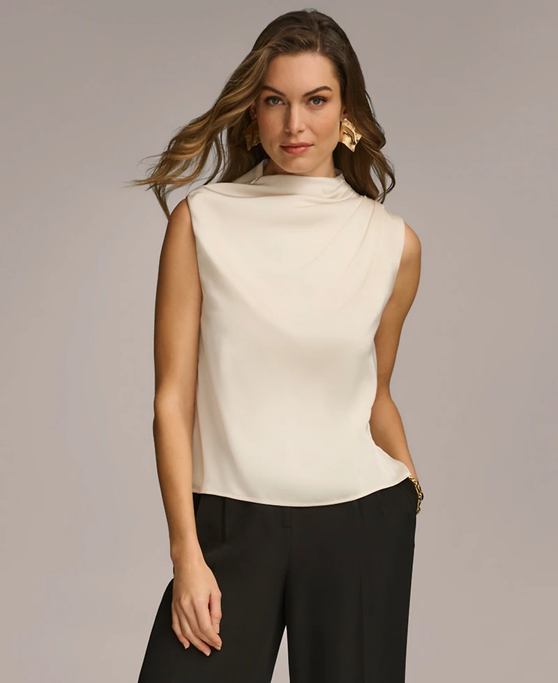 Donna Karan New York Women's Draped High Neck Sleeveless Top, Regular & Petite Sizes
