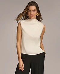 Donna Karan New York Women's Draped High Neck Sleeveless Top, Regular & Petite Sizes