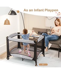 5-in-1 Portable Baby Playard with Cradle and Storage Basket