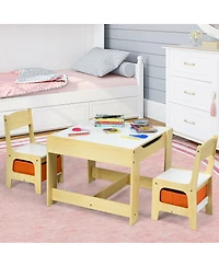 Kids Table Chairs Set With Storage Boxes Blackboard Whiteboard Drawing