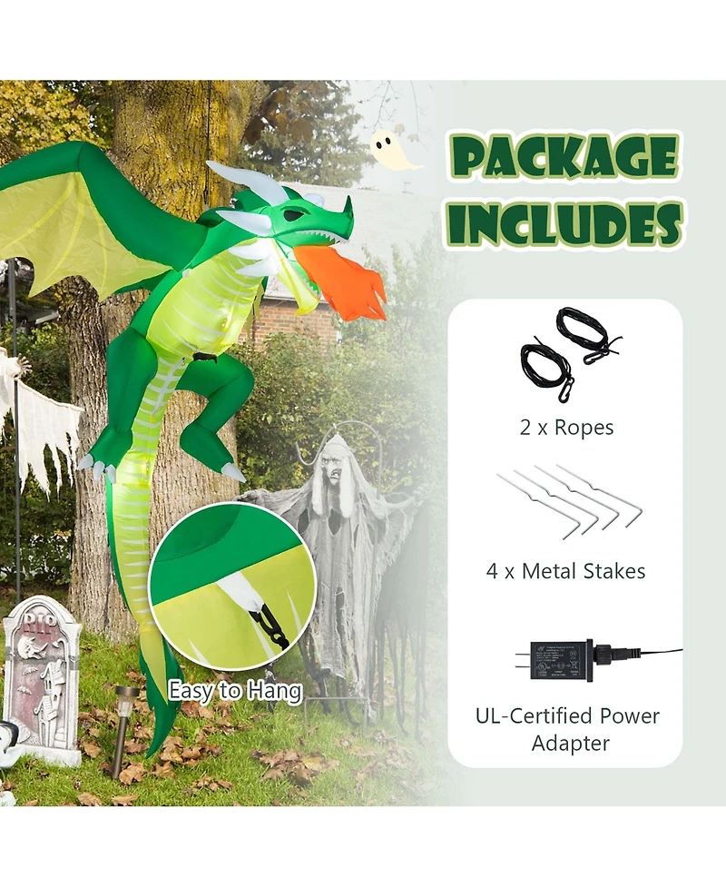 5 Ft Hanging Halloween Inflatable Fire-breathing Dragon Flying Decoration Yard