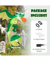 5 Ft Hanging Halloween Inflatable Fire-breathing Dragon Flying Decoration Yard
