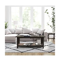 Matty Rustic Coffee Table With Lower Shelf, Farmhouse Style Solid Wood Accent