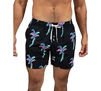 Chubbies Men's The Havana Nights Quick-Dry 5-1/2" Swim Trunks with Boxer Brief Liner - Black