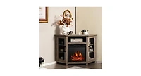 Slickblue Corner Tv Stand with 18 Inch Electric Fireplace for TVs up to 50 Inch