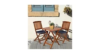 3 Pcs Patio Bistro Set Wood Folding Table Set Garden Yard