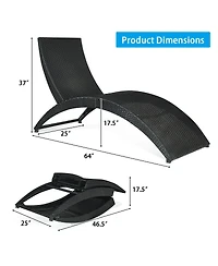 Folding Patio Rattan Portable Lounge Chair Chaise with Cushion