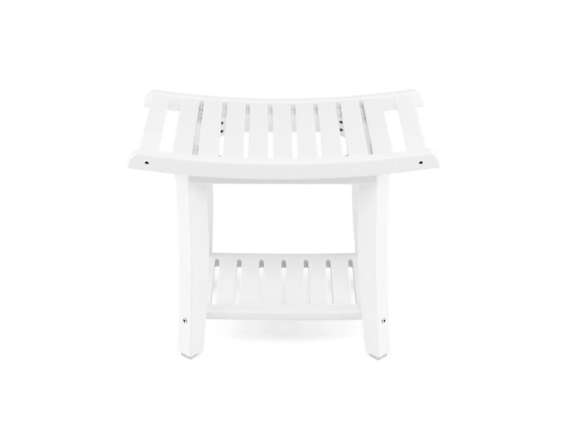 Waterproof Bath Stool with Curved Seat and Storage Shelf