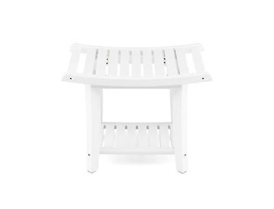 Waterproof Bath Stool with Curved Seat and Storage Shelf