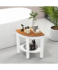 Corner Shower Bench Stool with Storage Shelf for Shaving Legs