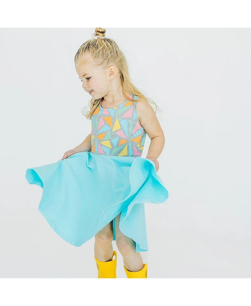 Mightly Toddler Girls Fair Trade Organic Cotton Print Sleeveless Twirl Dress
