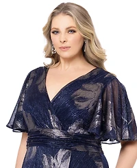 Betsy & Adam Plus Metallic-Print A-Line Dress