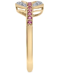 Lab-Grown Pink Sapphire (1/5 ct. t.w.) & Lab-Grown White Sapphire (1/4 ct. t.w.) Heart Ring in 14k Gold-Plated Sterling Silver