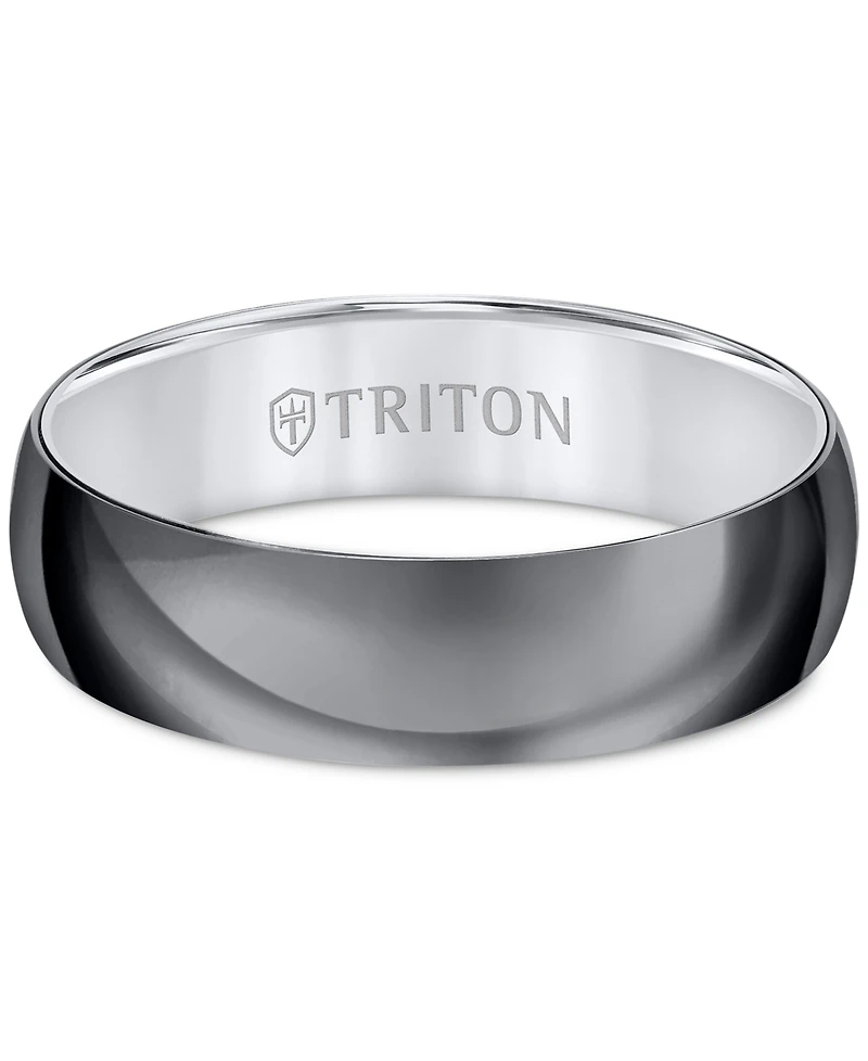 Triton Men's Titan Wedding Band Black & White Titanium