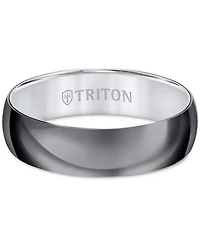 Triton Men's Titan Wedding Band Black & White Titanium