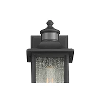 John Timberland Mission Outdoor Wall Light Fixture Black Dusk to Dawn Motion Sensor 16 1/2" Seeded Glass for Exterior House Porch