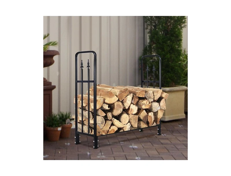 4 Feet Outdoor Heavy Duty Steel Firewood Wood Storage Rack
