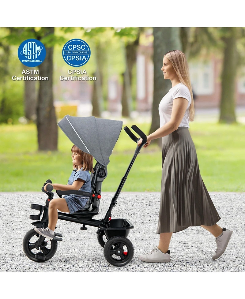 4-in-1 Baby Tricycle Toddler Trike with Convertible Seat