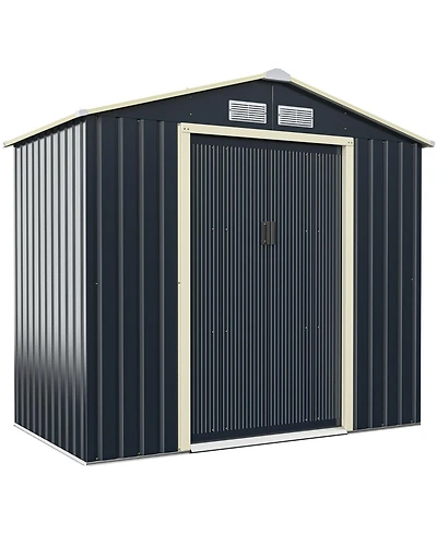 7 x 4 Feet Metal Storage Shed with Sliding Double Lockable Doors