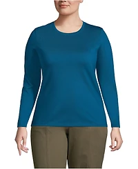 Lands' End Plus Relaxed Supima Cotton Long Sleeve Crew Neck T-Shirt