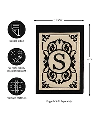 Evergreen Flag Cambridge Chic Letter S Monogram Applique Garden Flag - 12.5" Wide x 18" High
