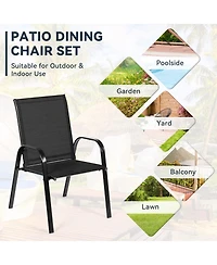 2 Pcs Patio Chairs Outdoor Dining Chair with Armrest