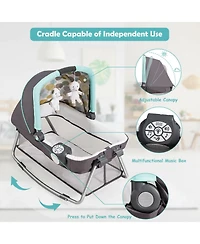 4-in-1 Convertible Portable Baby Playard Newborn Napper with Music and Toys