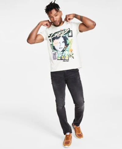 Guess Mens Collage T Shirt Slim Fit Tapered Jeans