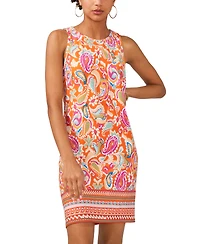 Msk Women's Paisley Keyhole Sleeveless Shift Dress