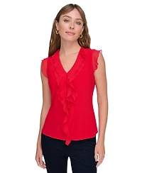Tommy Hilfiger Women's Ruffled Mixed-Media Top