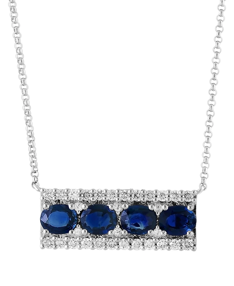 Effy Pink Sapphire (1-1/2 ct. t.w.), White Sapphire (1/20 ct.t.w.) & Diamond (1/3 ct. t.w.) Bar 18" Pendant Necklace in 14k Gold (Also in Blue Sapphir