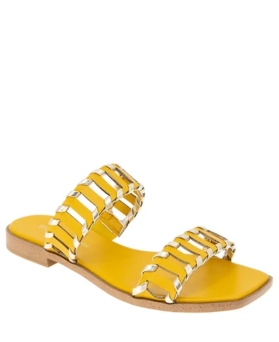 BCBGeneration Women's Lemah Woven Double Band Slide Flat Sandals