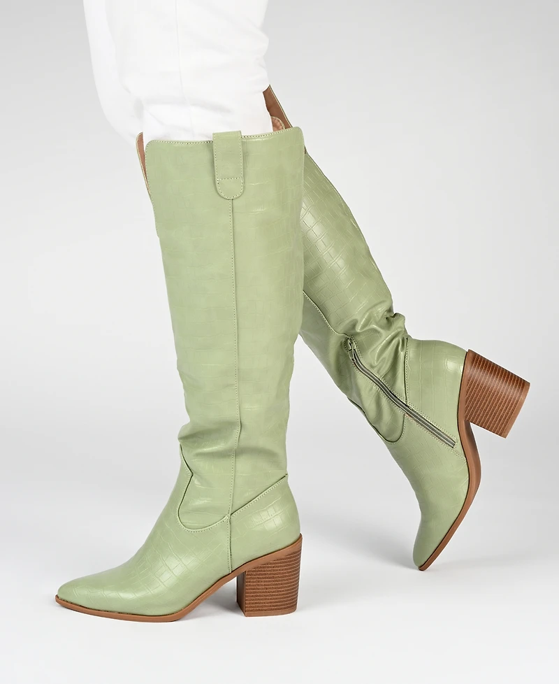 Journee Collection Women's Therese Wide Width Wide Calf Block Heel Knee High Dress Boots