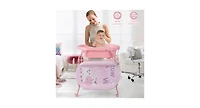Portable Baby Changing Table with Storage Basket and Shelves