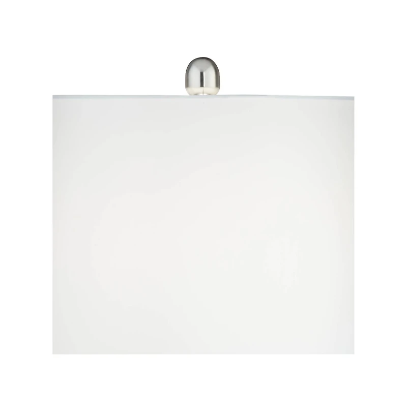 360 Lighting Led Modern Coastal Accent Table Lamps 24 1/2" High Set of 2 Scalloped White Ceramic Drum Shade for Bedroom Living Room Bedside Night