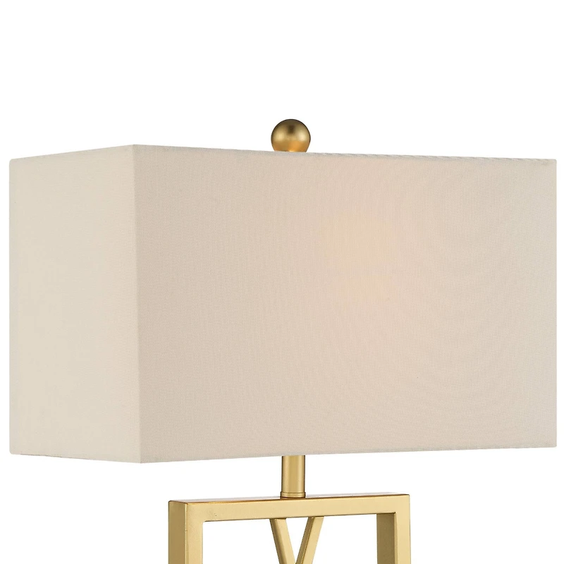 360 Lighting Claudia 26 1/2" Tall Square Modern Glam Table Lamp Gold Finish Metal Single White Shade Living Room Bedroom Bedside
