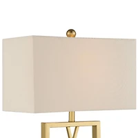 360 Lighting Claudia 26 1/2" Tall Square Modern Glam Table Lamp Gold Finish Metal Single White Shade Living Room Bedroom Bedside
