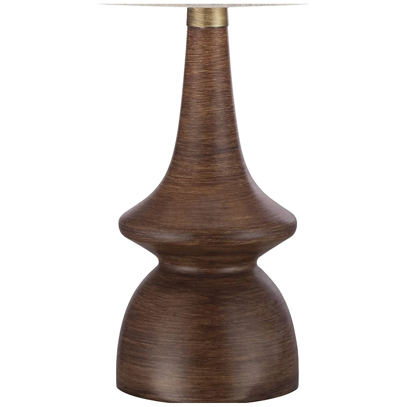 360 Lighting Mid Century Modern Table Lamp 24" High Walnut Faux Wood Brown Off White Linen Drum Shade for Bedroom Living Room House Bedside Offic