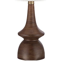 360 Lighting Mid Century Modern Table Lamp 24" High Walnut Faux Wood Brown Off White Linen Drum Shade for Bedroom Living Room House Bedside Offic