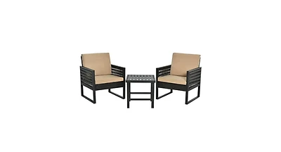 3 Pieces Patio Rattan Bistro Cushioned Furniture Set