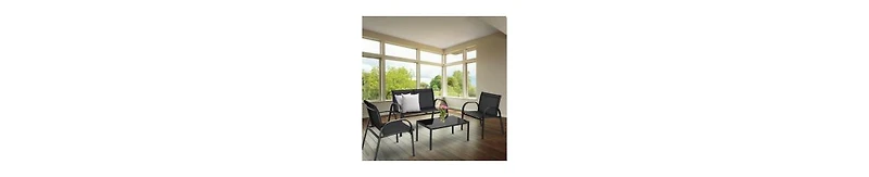 4 Pcs Patio Steel Frame Coffee Table Furniture Set