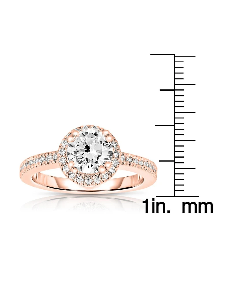 Sterling Silver 18K Rose Gold Plated Round-cut Cubic Zirconia Ring