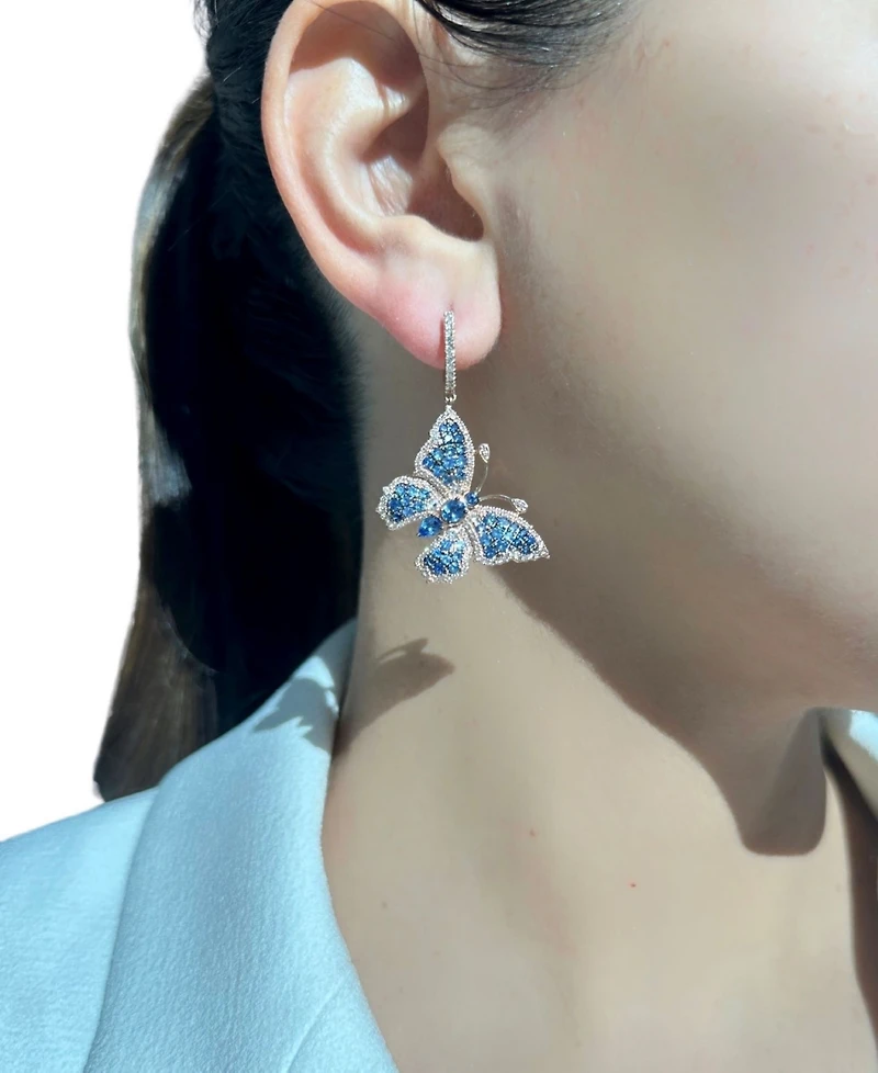 Le Vian Multi-Sapphire (3-1/4 ct. t.w.) & Diamond (7/8 ct. t.w.) Butterfly Drop Earrings in 14k Rose Gold
