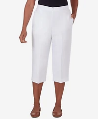 Alfred Dunner Women's Charleston Textured Pocketed Zig Zag Capri Pants