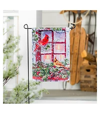 Cardinals in the Window Garden Suede Flag