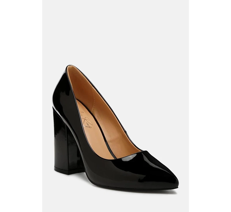 Kamira Patent Faux Leather Block Heel Pumps