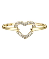 14k Gold Plated Cubic Zirconia French Pave Heart Halo Stacking Bracelet