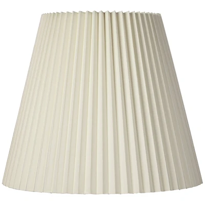 Springcrest 10" Top x 17" Bottom x 14 1/2" High x 14 3/4" Slant Lamp Shade Replacement Large Ivory Bell Pleated Spider Harp Finial