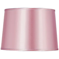 Springcrest Sydnee Pale Pink Satin Medium Drum Lamp Shade 14" Top x 16" Bottom x 11" Slant (Spider) Replacement with Harp and Finial